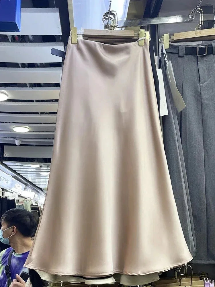 Satin long skirt